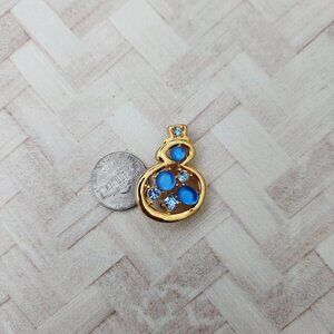 Danecraft gold tone snowman blue brooch pin jewelry